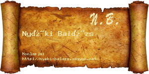 Nyéki Balázs névjegykártya